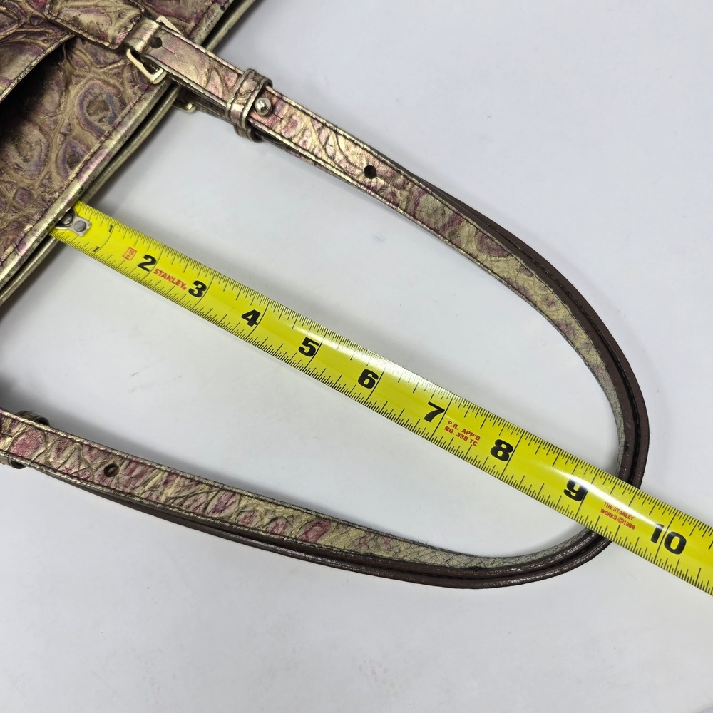 Brahmin Medium Asher Handbag Metallic Gold Purple Croc Tote Bag Purse READ - Picture 15 of 16